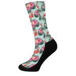 Tropical Floral Flamingo Pattern Print Crew Socks