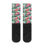 Tropical Floral Flamingo Pattern Print Crew Socks