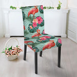 Tropical Floral Flamingo Pattern Print Dining Chair Slipcover