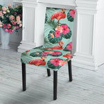Tropical Floral Flamingo Pattern Print Dining Chair Slipcover