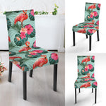 Tropical Floral Flamingo Pattern Print Dining Chair Slipcover
