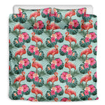 Tropical Floral Flamingo Pattern Print Duvet Cover Bedding Set