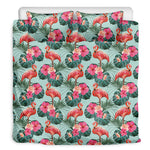 Tropical Floral Flamingo Pattern Print Duvet Cover Bedding Set