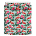 Tropical Floral Flamingo Pattern Print Duvet Cover Bedding Set