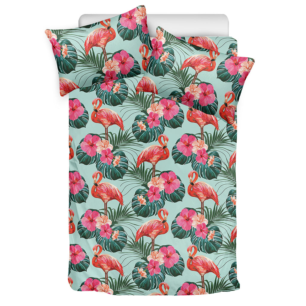 Tropical Floral Flamingo Pattern Print Duvet Cover Bedding Set
