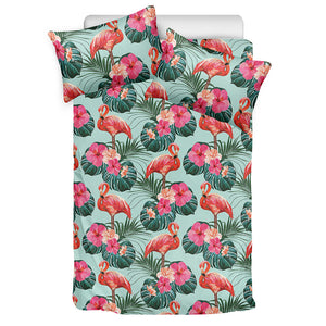 Tropical Floral Flamingo Pattern Print Duvet Cover Bedding Set