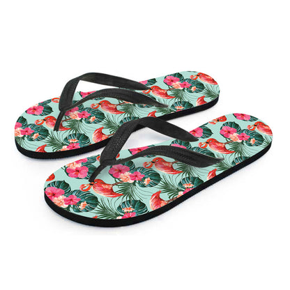 Tropical Floral Flamingo Pattern Print Flip Flops