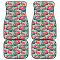 Tropical Floral Flamingo Pattern Print Front and Back Car Floor Mats