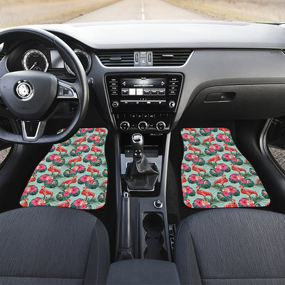 Tropical Floral Flamingo Pattern Print Front and Back Car Floor Mats