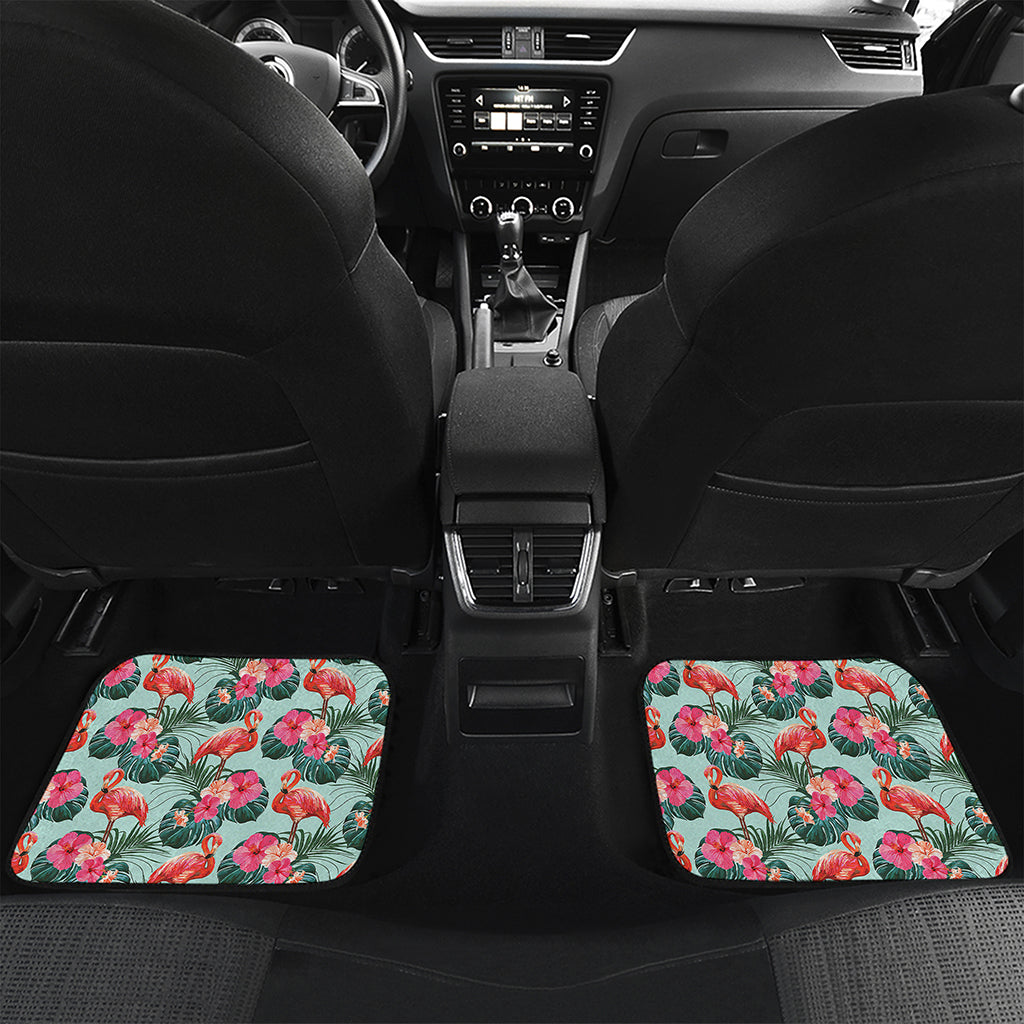 Tropical Floral Flamingo Pattern Print Front and Back Car Floor Mats
