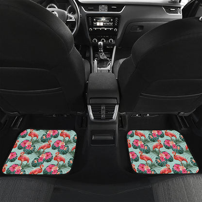 Tropical Floral Flamingo Pattern Print Front and Back Car Floor Mats