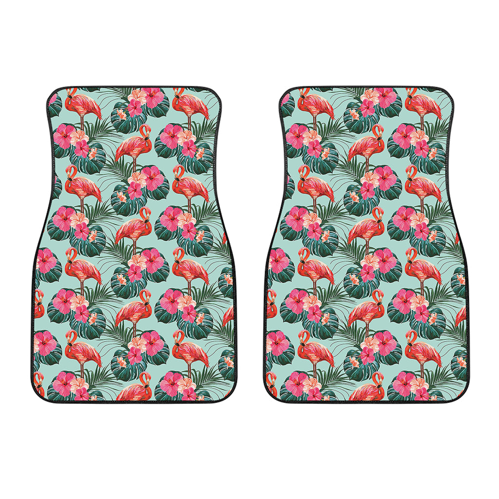 Tropical Floral Flamingo Pattern Print Front Car Floor Mats