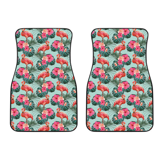 Tropical Floral Flamingo Pattern Print Front Car Floor Mats