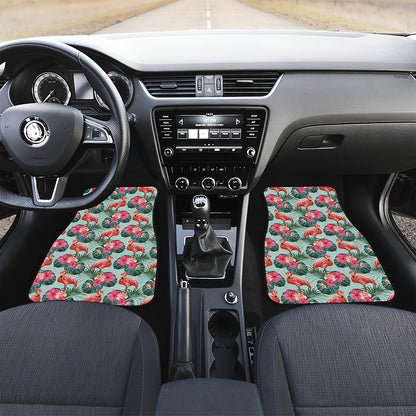 Tropical Floral Flamingo Pattern Print Front Car Floor Mats