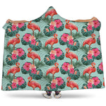 Tropical Floral Flamingo Pattern Print Hooded Blanket