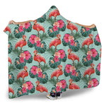 Tropical Floral Flamingo Pattern Print Hooded Blanket