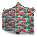 Tropical Floral Flamingo Pattern Print Hooded Blanket