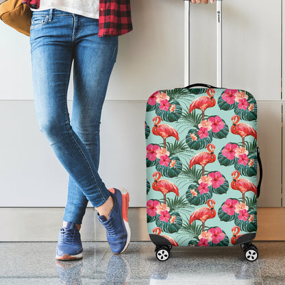 Tropical Floral Flamingo Pattern Print Luggage Cover