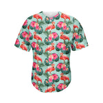 Tropical Floral Flamingo Pattern Print Men's Baseball Jersey