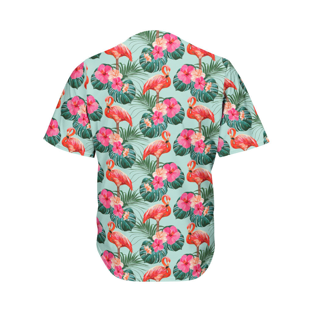 Tropical Floral Flamingo Pattern Print Men's Baseball Jersey