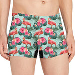 Tropical Floral Flamingo Pattern Print Men's Boxer Briefs