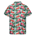 Tropical Floral Flamingo Pattern Print Men's Short Sleeve Shirt
