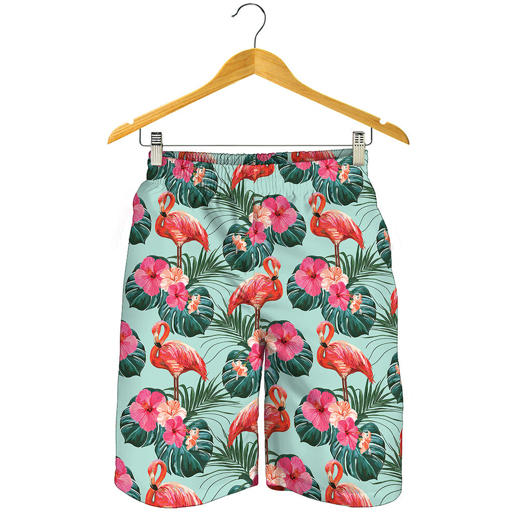 Tropical Floral Flamingo Pattern Print Men's Shorts