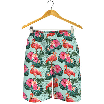 Tropical Floral Flamingo Pattern Print Men's Shorts