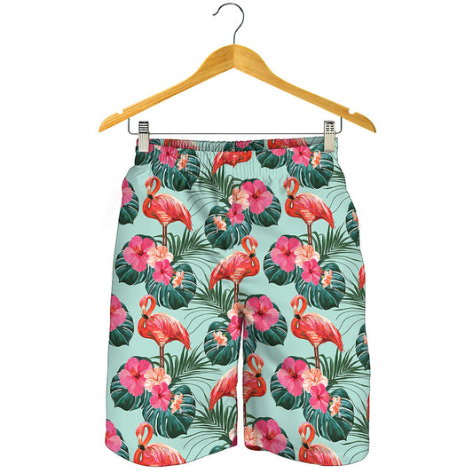 Tropical Floral Flamingo Pattern Print Men's Shorts