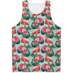 Tropical Floral Flamingo Pattern Print Men's Tank Top