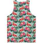 Tropical Floral Flamingo Pattern Print Men's Tank Top