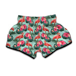 Tropical Floral Flamingo Pattern Print Muay Thai Boxing Shorts