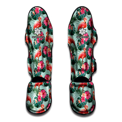 Tropical Floral Flamingo Pattern Print Muay Thai Shin Guard