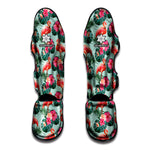 Tropical Floral Flamingo Pattern Print Muay Thai Shin Guard