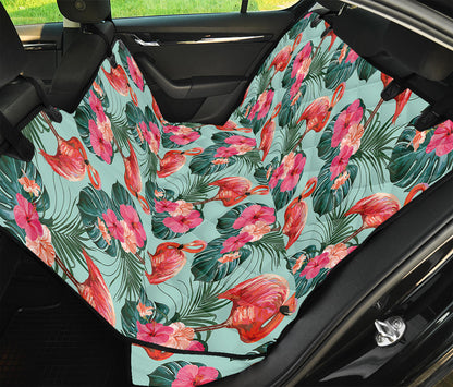 Tropical Floral Flamingo Pattern Print Pet Car Back Seat Cover