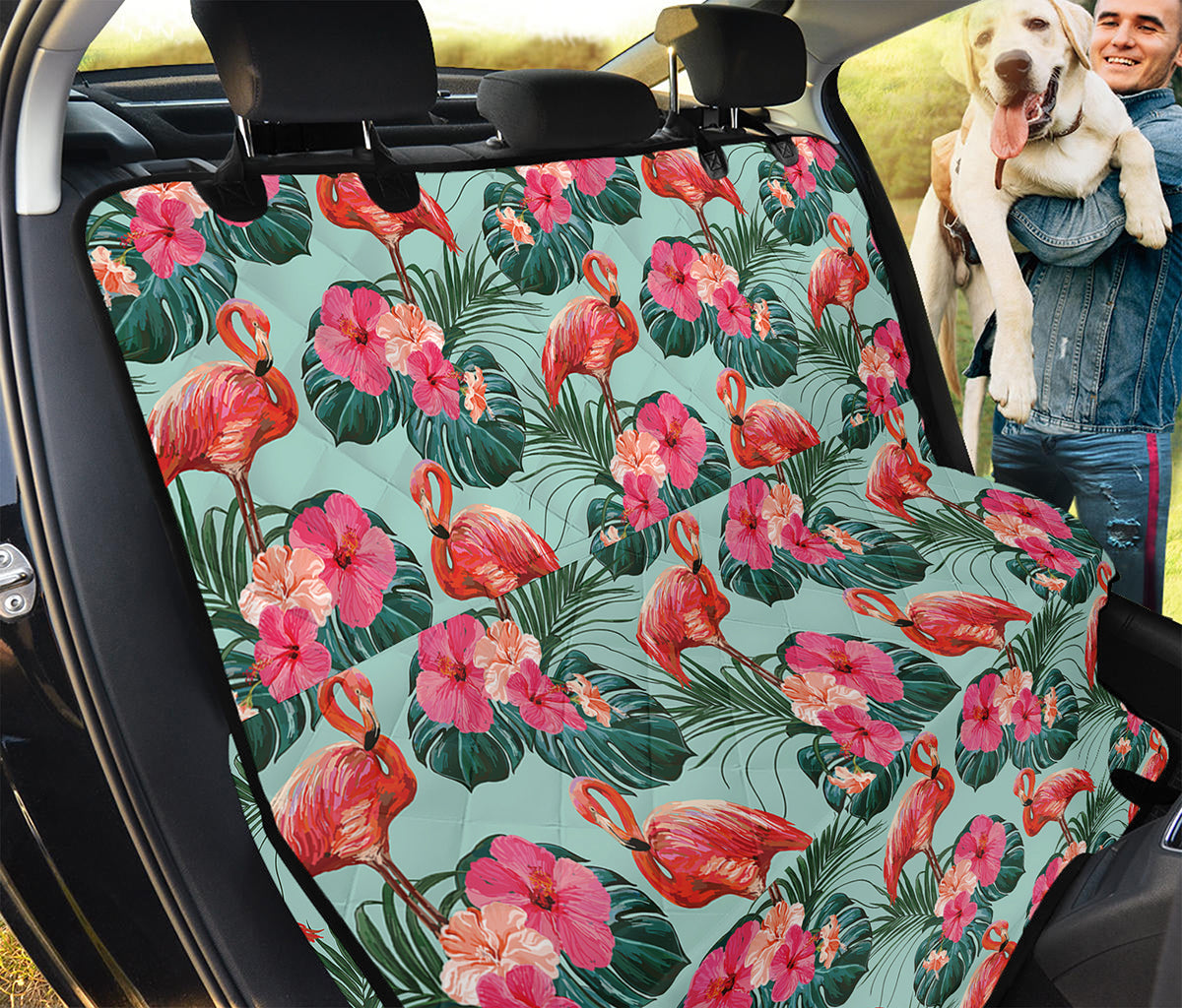 Tropical Floral Flamingo Pattern Print Pet Car Back Seat Cover