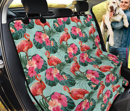 Tropical Floral Flamingo Pattern Print Pet Car Back Seat Cover