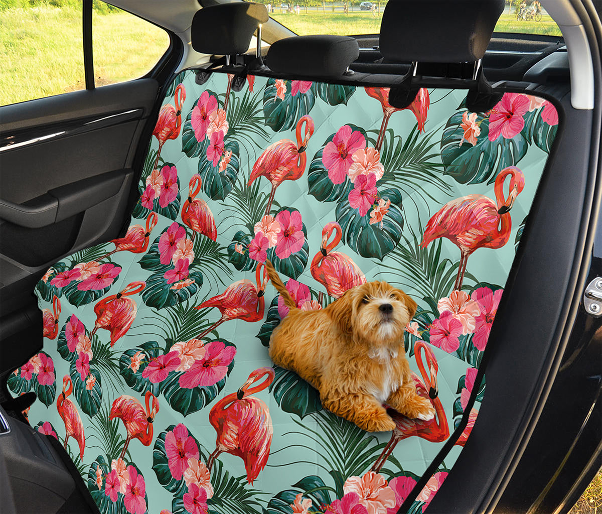 Tropical Floral Flamingo Pattern Print Pet Car Back Seat Cover