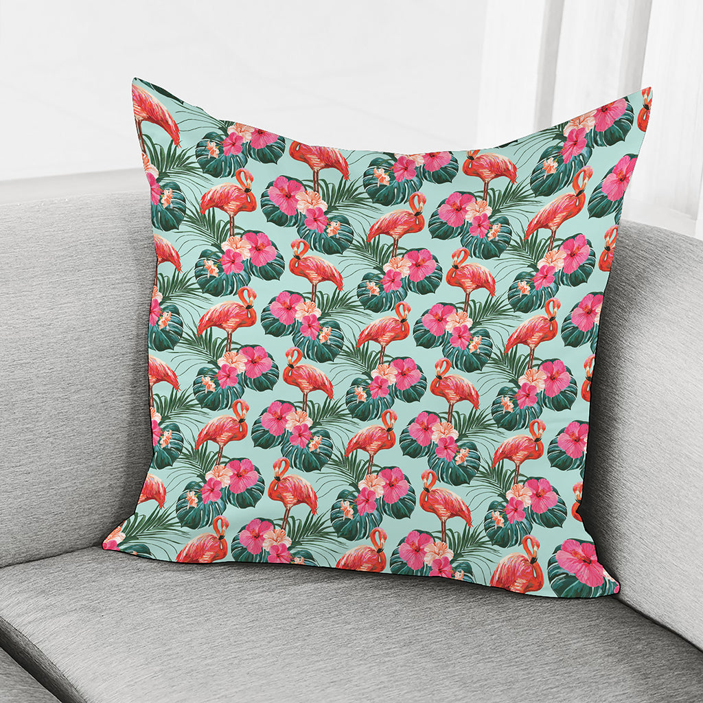 Tropical Floral Flamingo Pattern Print Pillow Cover