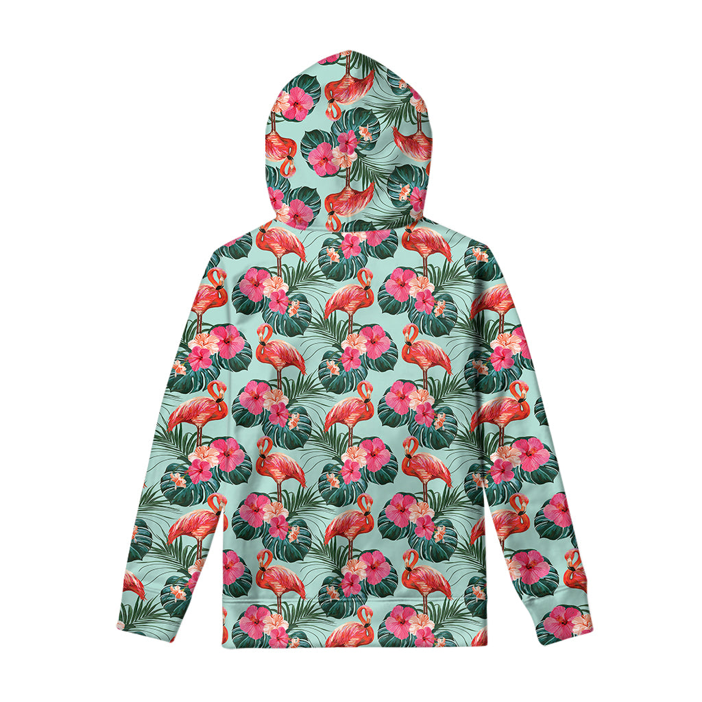 Tropical Floral Flamingo Pattern Print Pullover Hoodie