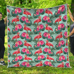 Tropical Floral Flamingo Pattern Print Quilt