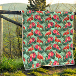 Tropical Floral Flamingo Pattern Print Quilt