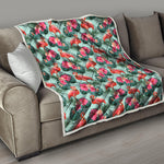 Tropical Floral Flamingo Pattern Print Quilt