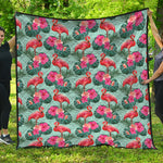 Tropical Floral Flamingo Pattern Print Quilt