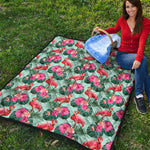 Tropical Floral Flamingo Pattern Print Quilt