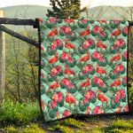 Tropical Floral Flamingo Pattern Print Quilt