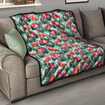 Tropical Floral Flamingo Pattern Print Quilt