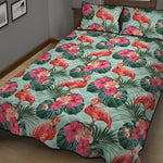 Tropical Floral Flamingo Pattern Print Quilt Bed Set
