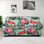 Tropical Floral Flamingo Pattern Print Sofa Cover