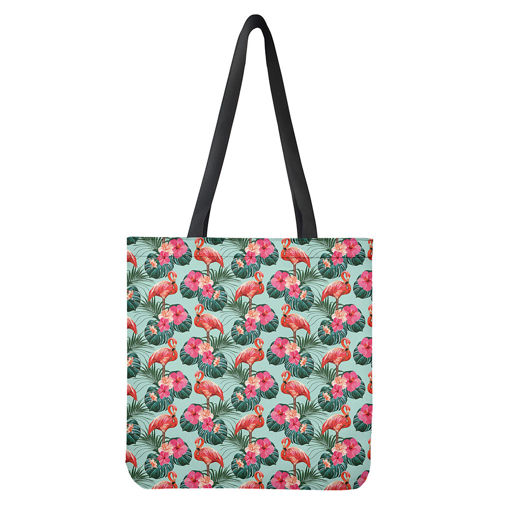 Tropical Floral Flamingo Pattern Print Tote Bag